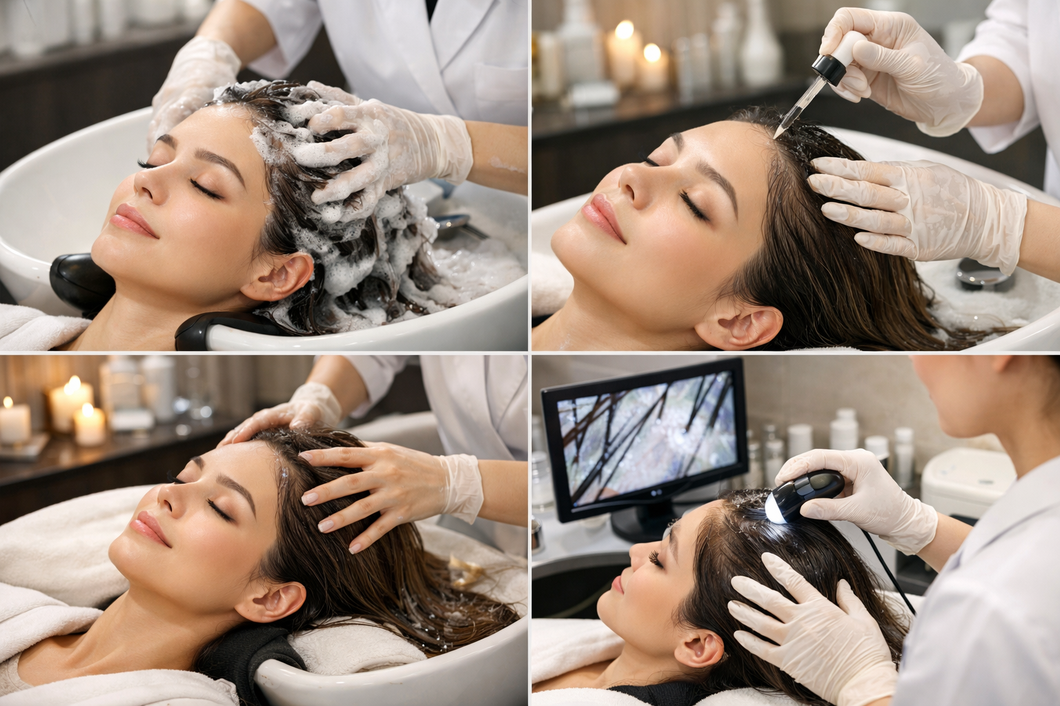 전문가의 손길로 진행되는 두피 관리